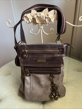 Chala Gemini 3-in-1 Crossbody Bag Antique Brass Paw Metal Keychain Charm